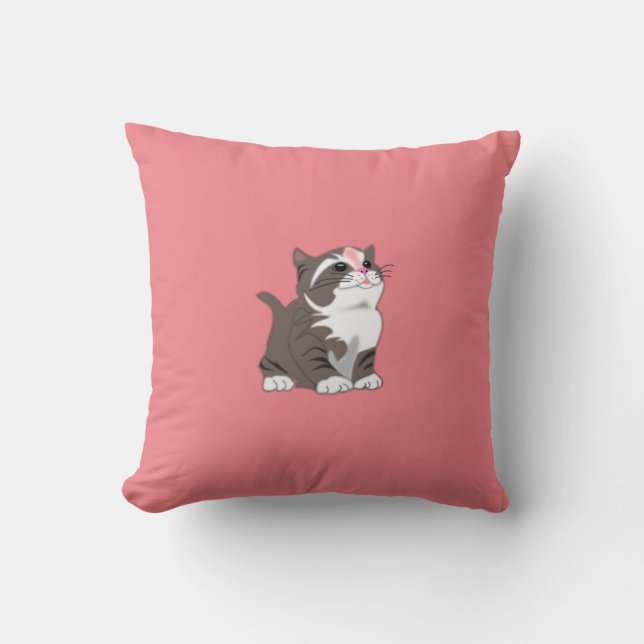 Coussin Pink Thlow Pillow Cute Baby Cat - Choisissez la co (Recto)