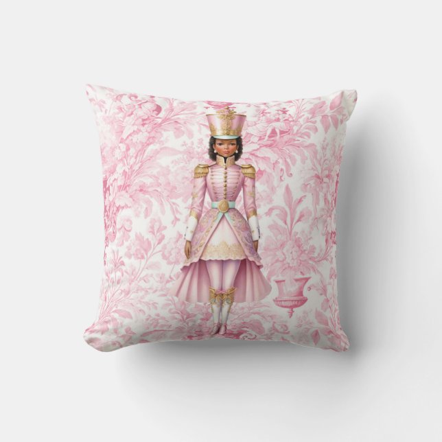 Coussin Pink Toile Femme Noisette de Noël (Recto)