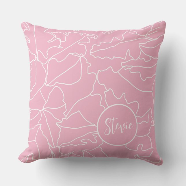 Coussin Pink Tropical Leaf pour filles (Recto)