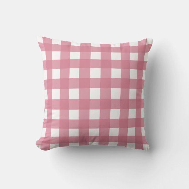 Coussin Pink White En vichy Vérifier Plat (Recto)