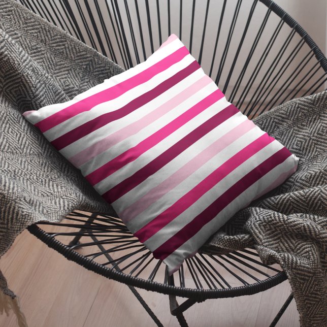 Coussin Pink & White Stripes Cotton Thlow Pillow (Créateur téléchargé)