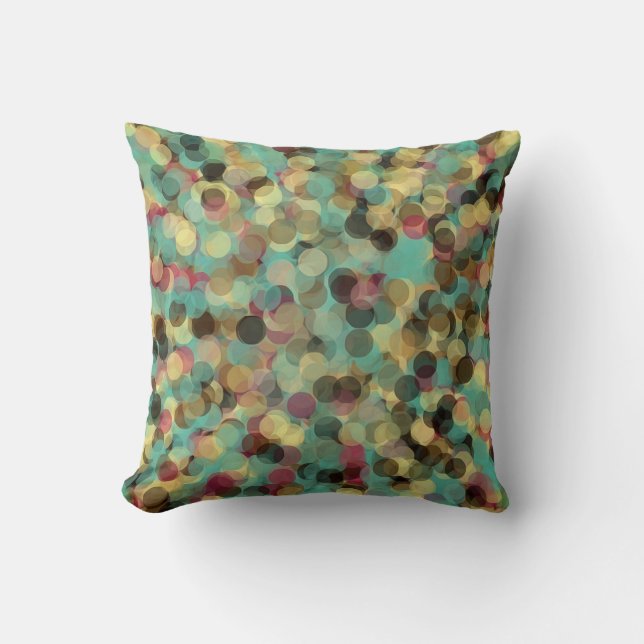 Coussin pink yellow green and blue circle pattern abstract (Recto)