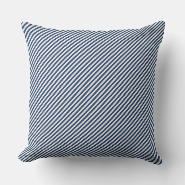 Coussin Pinstripe diagonale bleue (Recto)