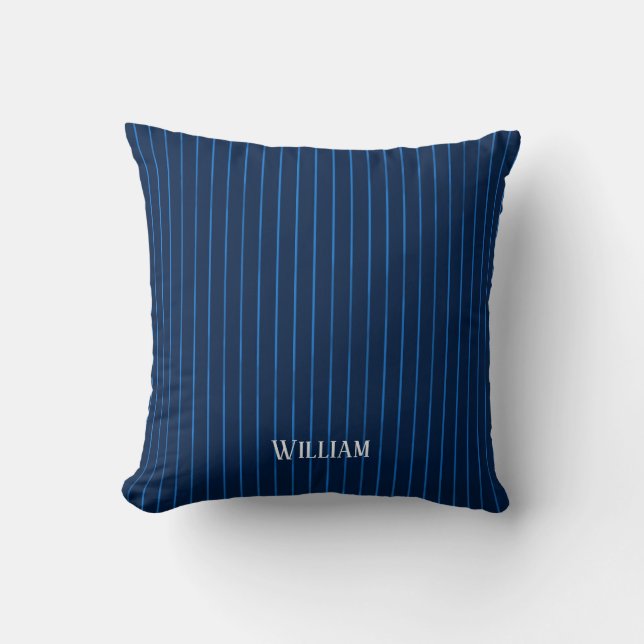 Coussin Pinstripes bleu marine personnalisées (Recto)