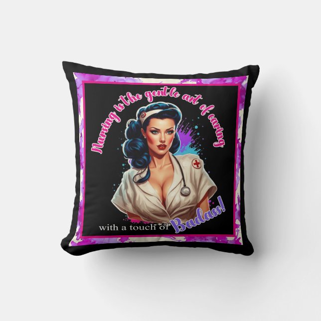 Coussin Pinup_ Infirmière Badass (Recto)