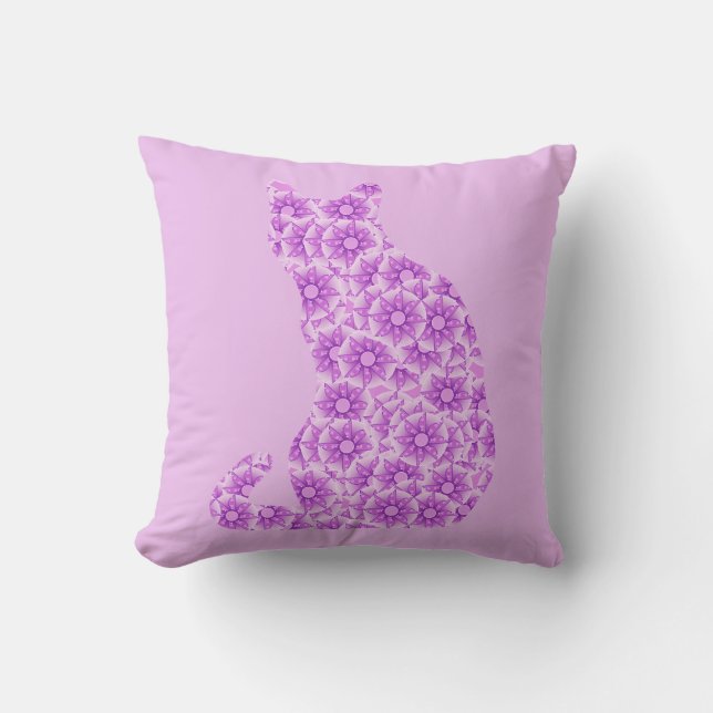 Coussin Pinwheel Chat - lavande, violet (Recto)