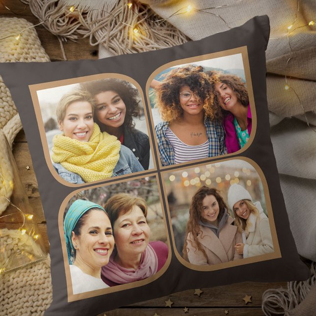 Coussin Pinwheel rétro 4 Photo Fleur Pétale Brown (Créateur téléchargé)