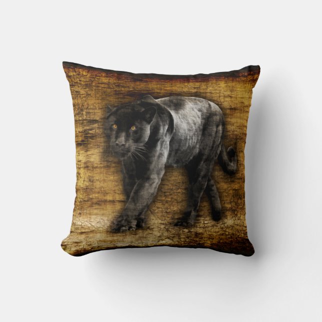 Coussin Piquer l'artisanat de Jaguar noir (Recto)