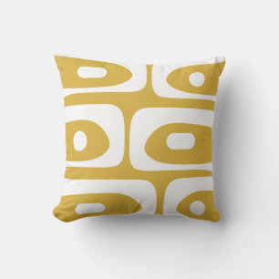 Coussin Piquet moderne du siècle Abstrait moutarde & blanc