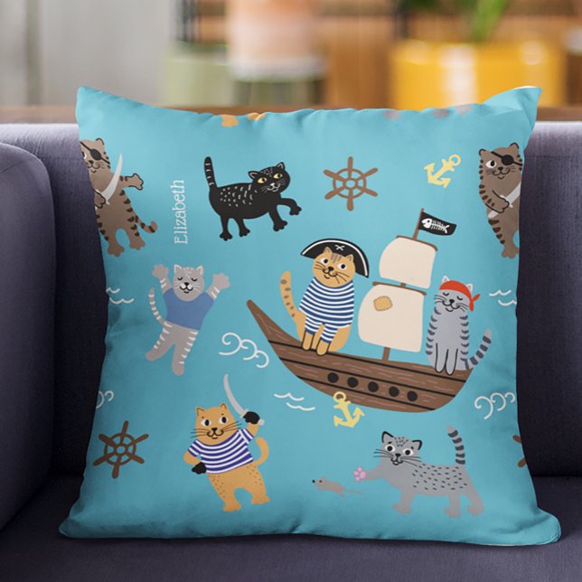 Coussin Pirate Motif de chat pour garçon et fille enfants (Créateur téléchargé)