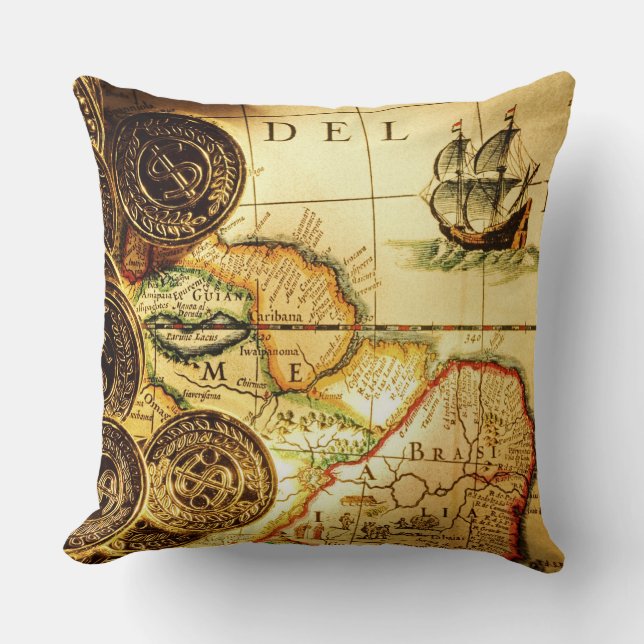 Coussin Pirates Gold Treasure Map (Recto)