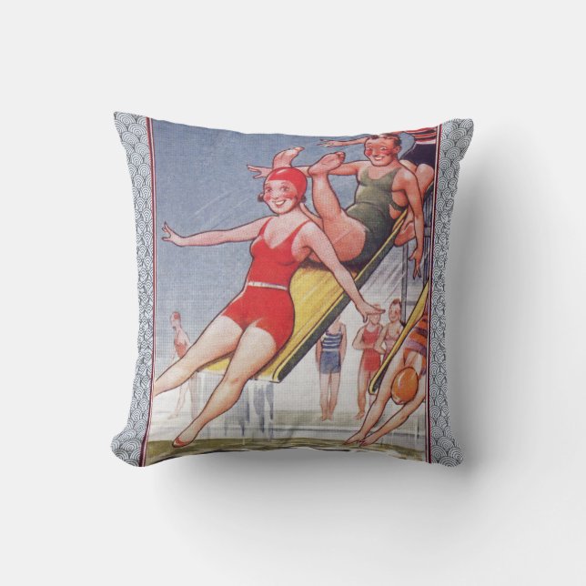 Coussin Piscine Fête Nage Vintage Été (Recto)