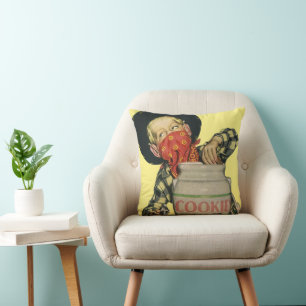 Coussin Pistolet-jouet de cowboy vintage dans le pot à bis