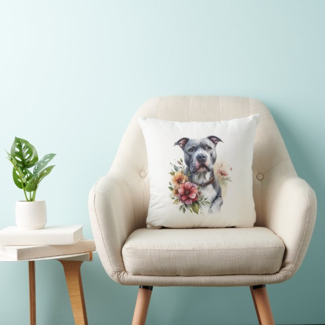 Coussin Pitbull Floral (Chaise)
