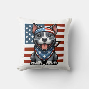 Coussin Pitbull Patriotique Drapeau Américain 4 Juillet BB