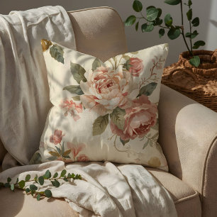 Coussin Pivoine Romantique & Rose Jardin Vintage