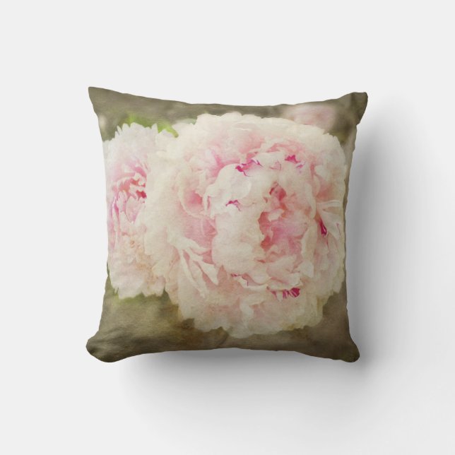 Coussin Pivoine rose florale (Recto)