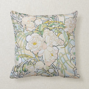 Coussin Pivoines d'Alphonse Mucha
