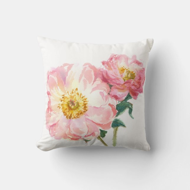 Coussin pivoines roses (Recto)