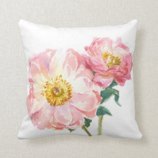 Coussin pivoines roses