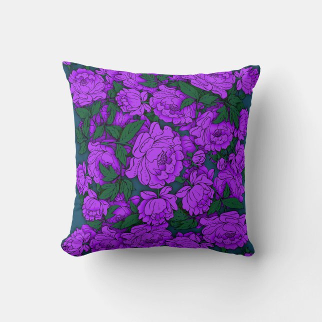 Coussin Pivoines Violettes (Recto)