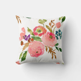 Coussin PixDezines Aquarelle Florale/Ranunculus/Rose