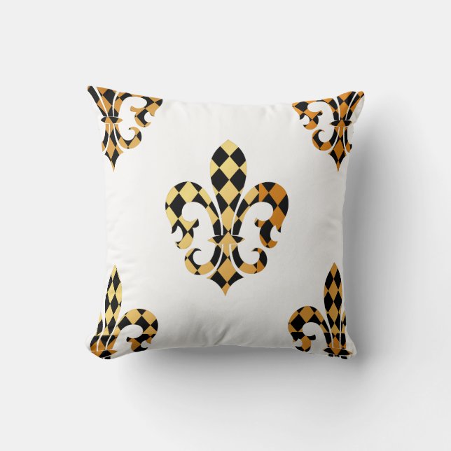 Coussin PixDezines fleur de lis/gold/black/DIYbackground (Recto)