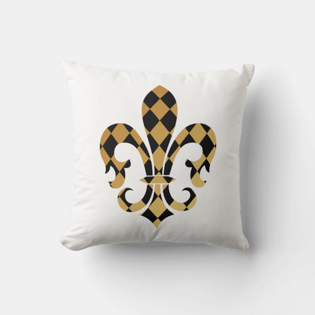 Coussin PixDezines fleur de lis/or/noir/DIYbackground (Recto)