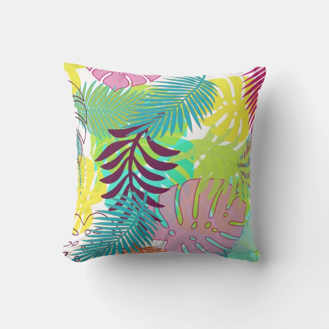 Coussin PixDezines forêt tropicale/monstera/do-it-yourself (Recto)