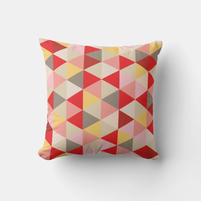 Coussin PixDezines géométrique/rouge/rose/jaune/cendre (Recto)