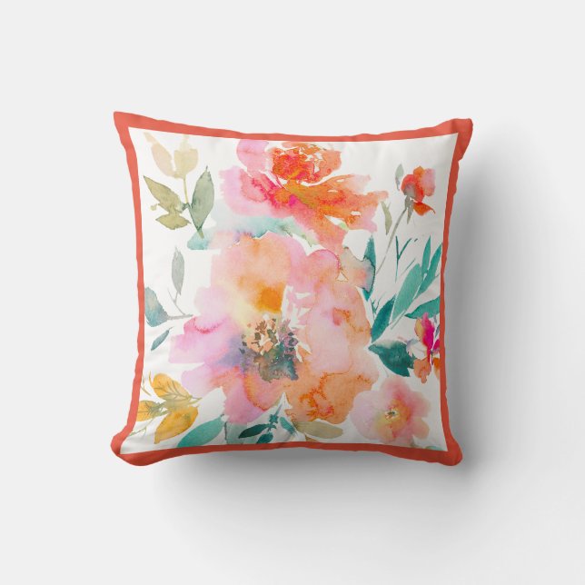 Coussin PixDezines Ombre Orange Garden Roses Cadre do-it-y (Recto)