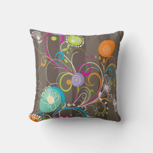 Coussin PixDezines, pandelions funky/bandes do-it-yourself