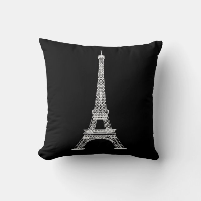 Coussin PixDezines tour eiffel/noir+blanccouleur DIY (Recto)