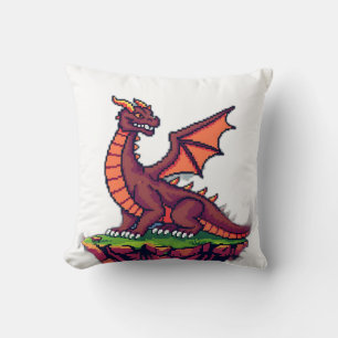Coussin Pixel Art Dragon Vintage
