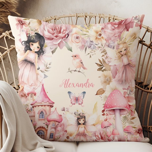 Coussin Pixie de jardin floral fée magique personnalisée (Créateur téléchargé)