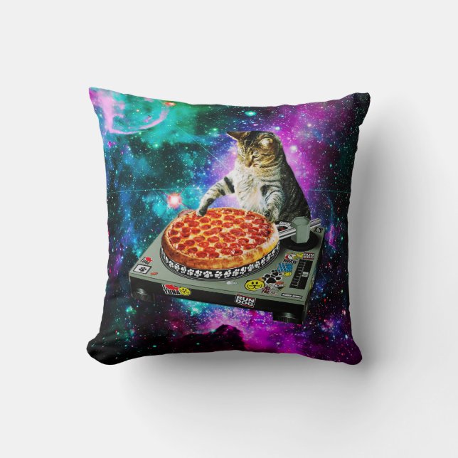 Coussin Pizza de chat du DJ de l'espace (Recto)