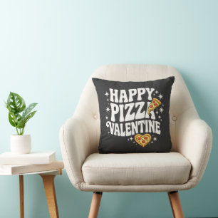 Coussin Pizza Valentine Joyeuse Design Drôle de Pizza d'Am