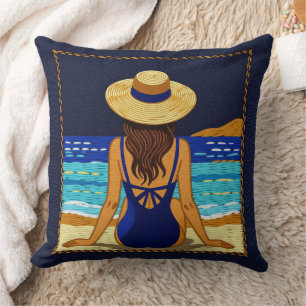Coussin Plage Bleue Noir