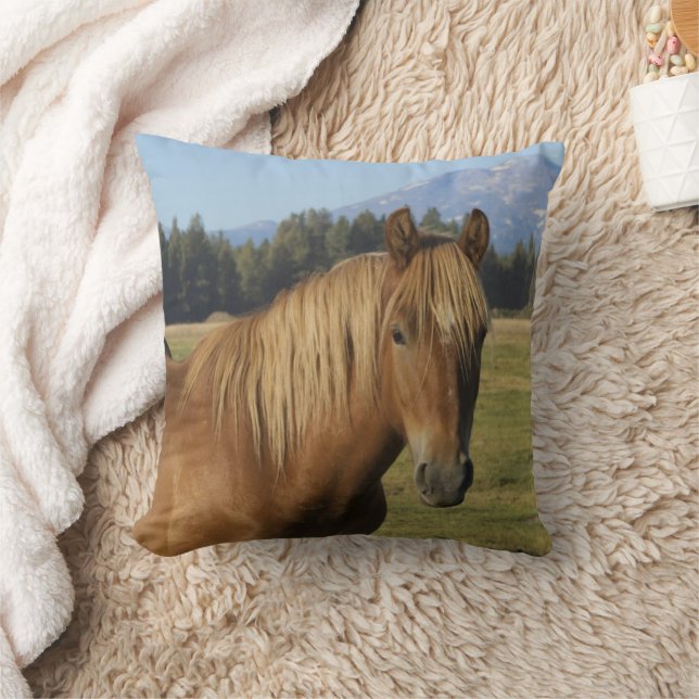 Coussin Plage Cascade | Cheval de châtaignes (Couverture)