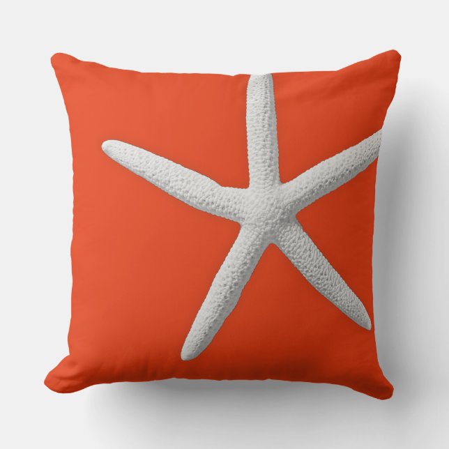 Coussin Plage côtière de Coral Orange Tropical White Starf (Recto)