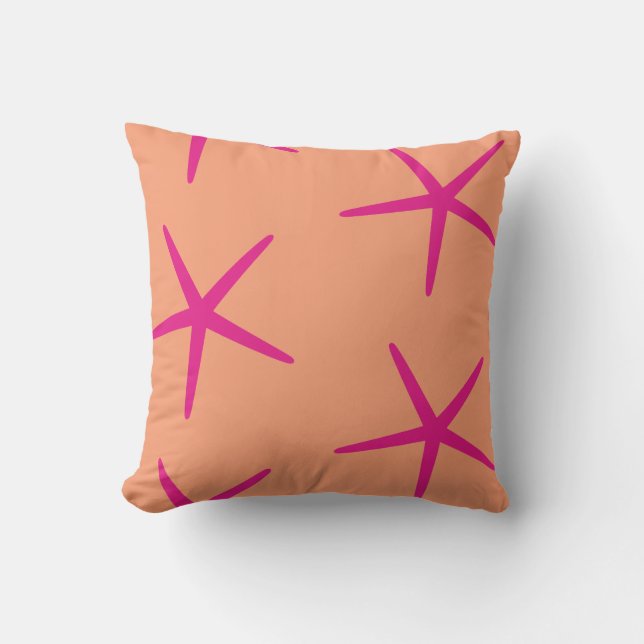 Coussin Plage d'Art Tropical Orange Rose Starfish (Recto)