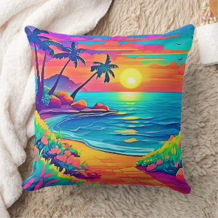 Coussin Plage de coucher de soleil tropicale