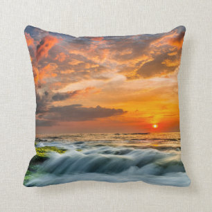 Coussin Plage de Manyar au lever de soleil
