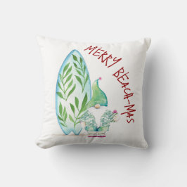 Coussin Plage de Noël côtière Père Noël Watercolor Art