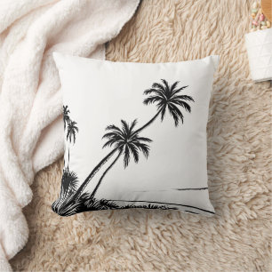 Coussin Plage de Palm Beach Moderne Noir et Blanc