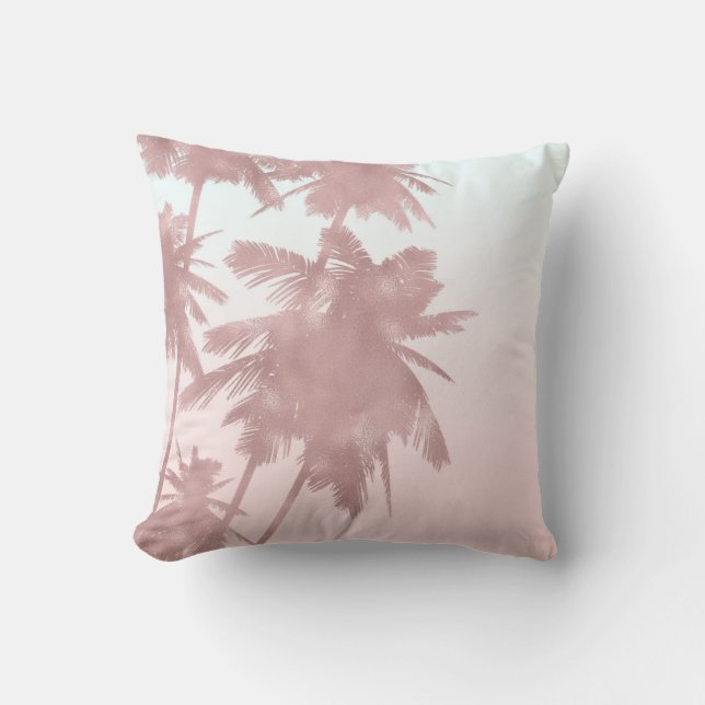 Coussin Plage de Palmiers roses Gold Rose Ombre Palmiers C (Recto)
