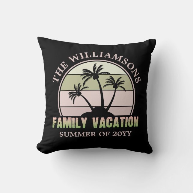 Coussin Plage de vacances familiales sur mesure Île tropic (Recto)