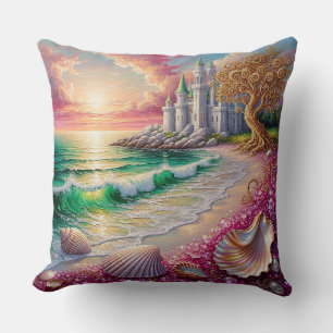 Coussin Plage Fantastique avec Coquillages, Château