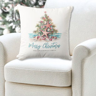 Coussin Plage Joyeux sapin de Noël