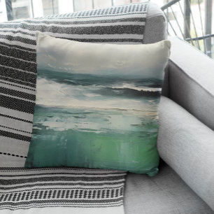 Coussin Plage moderne Tons verts Turquoises Abstraits